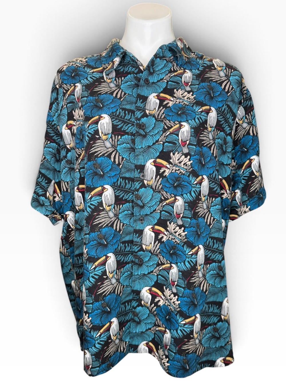 Cubavera Men’s XXL Toucan Hibiscus Print Tropical Hawaiian Shirt